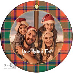 Scottish Stewart of Appin Ancient Tartan Ornament - Personalized Two Sided Family Christmas Photo Ceramic Ornament Scottish Plaid Tartan Plaid - ScotsTee - scotstee.com