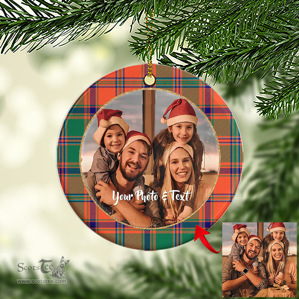 Scottish Stewart of Appin Ancient Tartan Ornament - Personalized Two Sided Family Christmas Photo Ceramic Ornament Scottish Plaid Tartan Plaid - ScotsTee - scotstee.com