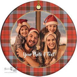 Scottish Robertson Weathered Tartan Ornament - Personalized Two Sided Family Christmas Photo Ceramic Ornament Scottish Plaid Tartan Plaid - ScotsTee - scotstee.com