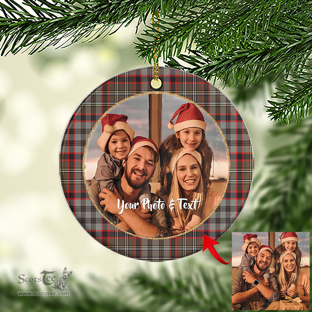 Scottish Nicolson Hunting Weathered Tartan Ornament - Personalized Two Sided Family Christmas Photo Ceramic Ornament Scottish Plaid Tartan Plaid - ScotsTee - scotstee.com