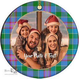 Scottish Ralston Tartan Ornament - Personalized Two Sided Family Christmas Photo Ceramic Ornament Scottish Plaid Tartan Plaid - ScotsTee - scotstee.com