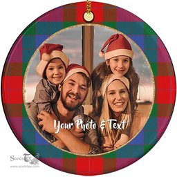 Scottish Mar Tartan Ornament - Personalized Two Sided Family Christmas Photo Ceramic Ornament Scottish Plaid Tartan Plaid - ScotsTee - scotstee.com
