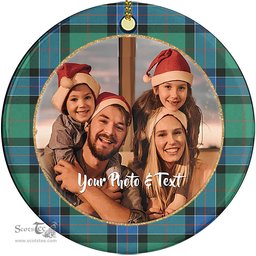 Scottish Sinclair Hunting Ancient Tartan Ornament - Personalized Two Sided Family Christmas Photo Ceramic Ornament Scottish Plaid Tartan Plaid - ScotsTee - scotstee.com
