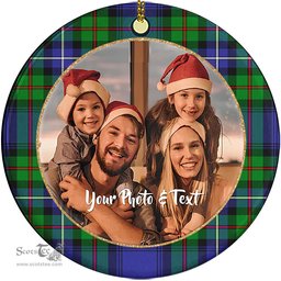 Scottish Robertson Hunting Modern Tartan Ornament - Personalized Two Sided Family Christmas Photo Ceramic Ornament Scottish Plaid Tartan Plaid - ScotsTee - scotstee.com