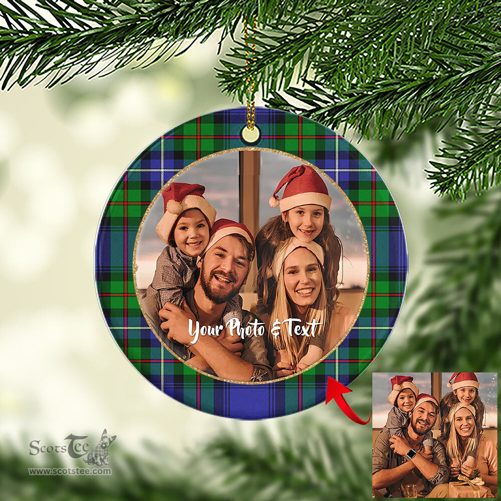 Scottish Robertson Hunting Modern Tartan Ornament - Personalized Two Sided Family Christmas Photo Ceramic Ornament Scottish Plaid Tartan Plaid - ScotsTee - scotstee.com