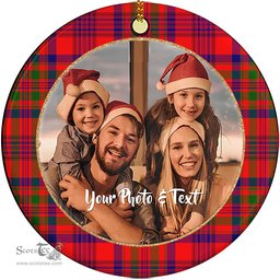 Scottish Murray of Tulloch Modern Tartan Ornament - Personalized Two Sided Family Christmas Photo Ceramic Ornament Scottish Plaid Tartan Plaid - ScotsTee - scotstee.com