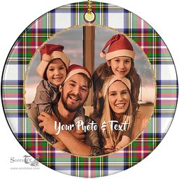 Scottish Stewart Dress Modern Tartan Ornament - Personalized Two Sided Family Christmas Photo Ceramic Ornament Scottish Plaid Tartan Plaid - ScotsTee - scotstee.com