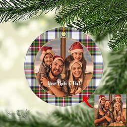 Scottish Stewart Dress Modern Tartan Ornament - Personalized Two Sided Family Christmas Photo Ceramic Ornament Scottish Plaid Tartan Plaid - ScotsTee - scotstee.com