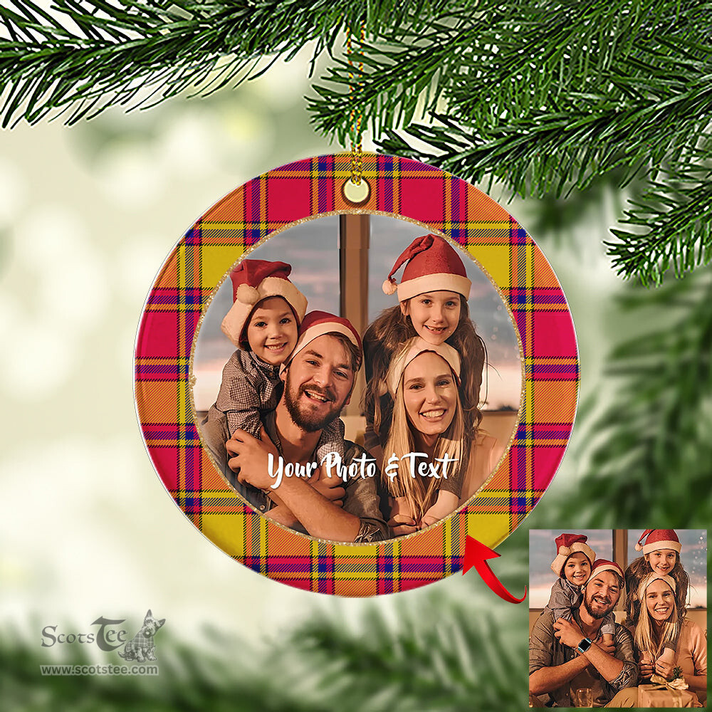 Scottish Scrymgeour Tartan Ornament - Personalized Two Sided Family Christmas Photo Ceramic Ornament Scottish Plaid Tartan Plaid - ScotsTee - scotstee.com