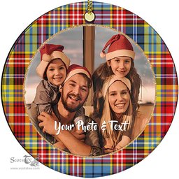 Scottish Ogilvie of Airlie Ancient Tartan Ornament - Personalized Two Sided Family Christmas Photo Ceramic Ornament Scottish Plaid Tartan Plaid - ScotsTee - scotstee.com