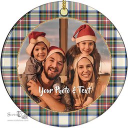 Scottish Stewart Dress Ancient Tartan Ornament - Personalized Two Sided Family Christmas Photo Ceramic Ornament Scottish Plaid Tartan Plaid - ScotsTee - scotstee.com