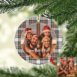 Scottish Stewart Dress Ancient Tartan Ornament - Personalized Two Sided Family Christmas Photo Ceramic Ornament Scottish Plaid Tartan Plaid - ScotsTee - scotstee.com