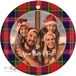 Scottish MacPherson Modern Tartan Ornament - Personalized Two Sided Family Christmas Photo Ceramic Ornament Scottish Plaid Tartan Plaid - ScotsTee - scotstee.com