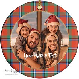 Scottish Sinclair Ancient Tartan Ornament - Personalized Two Sided Family Christmas Photo Ceramic Ornament Scottish Plaid Tartan Plaid - ScotsTee - scotstee.com