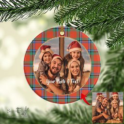Scottish Sinclair Ancient Tartan Ornament - Personalized Two Sided Family Christmas Photo Ceramic Ornament Scottish Plaid Tartan Plaid - ScotsTee - scotstee.com