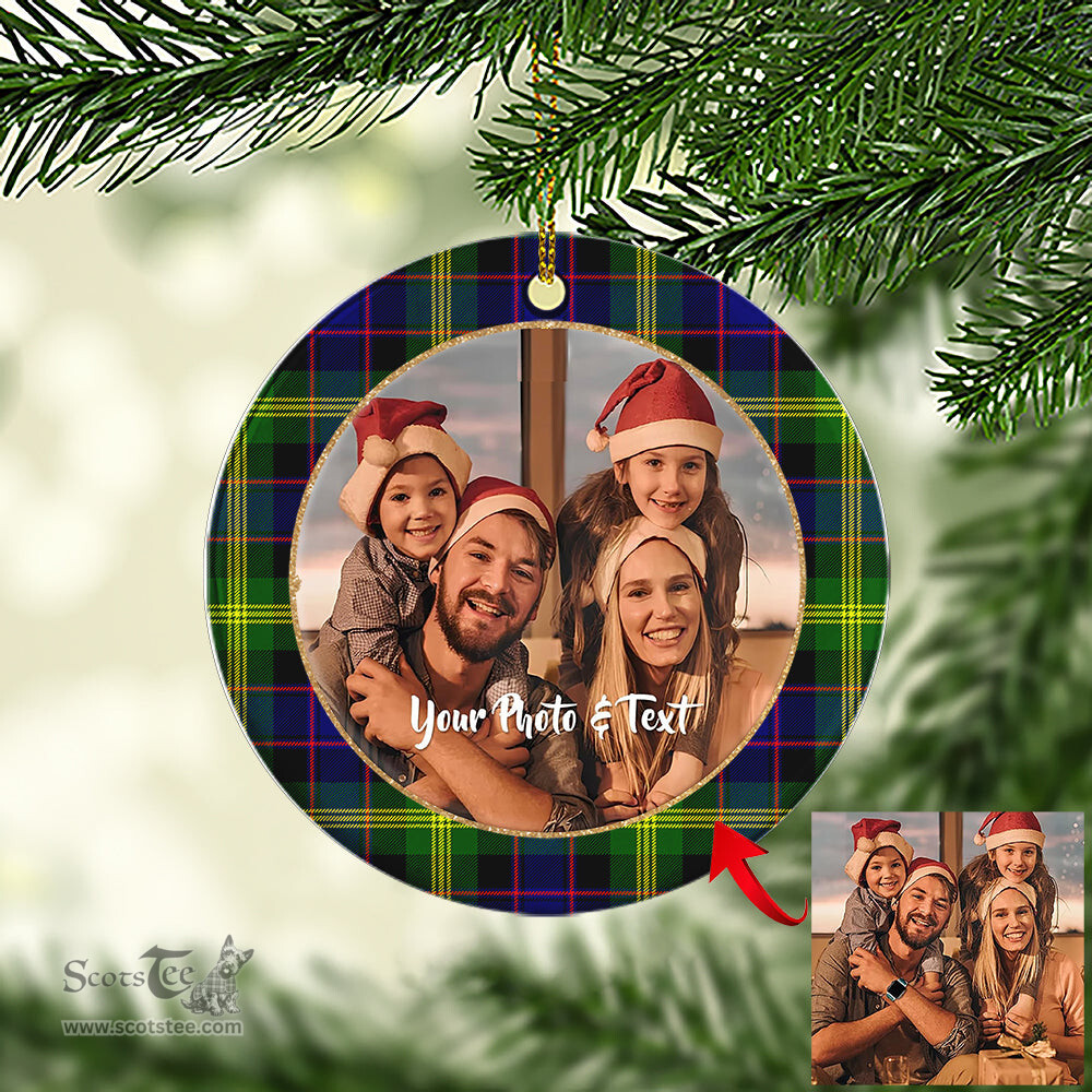 Scottish Watson Modern Tartan Ornament - Personalized Two Sided Family Christmas Photo Ceramic Ornament Scottish Plaid Tartan Plaid - ScotsTee - scotstee.com