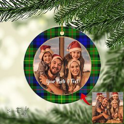 Scottish Rollo Modern Tartan Ornament - Personalized Two Sided Family Christmas Photo Ceramic Ornament Scottish Plaid Tartan Plaid - ScotsTee - scotstee.com
