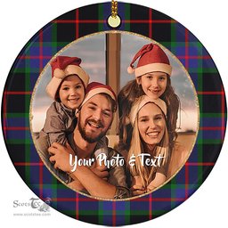 Scottish Nairn Tartan Ornament - Personalized Two Sided Family Christmas Photo Ceramic Ornament Scottish Plaid Tartan Plaid - ScotsTee - scotstee.com