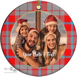 Scottish Moubray Tartan Ornament - Personalized Two Sided Family Christmas Photo Ceramic Ornament Scottish Plaid Tartan Plaid - ScotsTee - scotstee.com