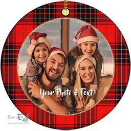 Scottish Wemyss Modern Tartan Ornament - Personalized Two Sided Family Christmas Photo Ceramic Ornament Scottish Plaid Tartan Plaid - ScotsTee - scotstee.com