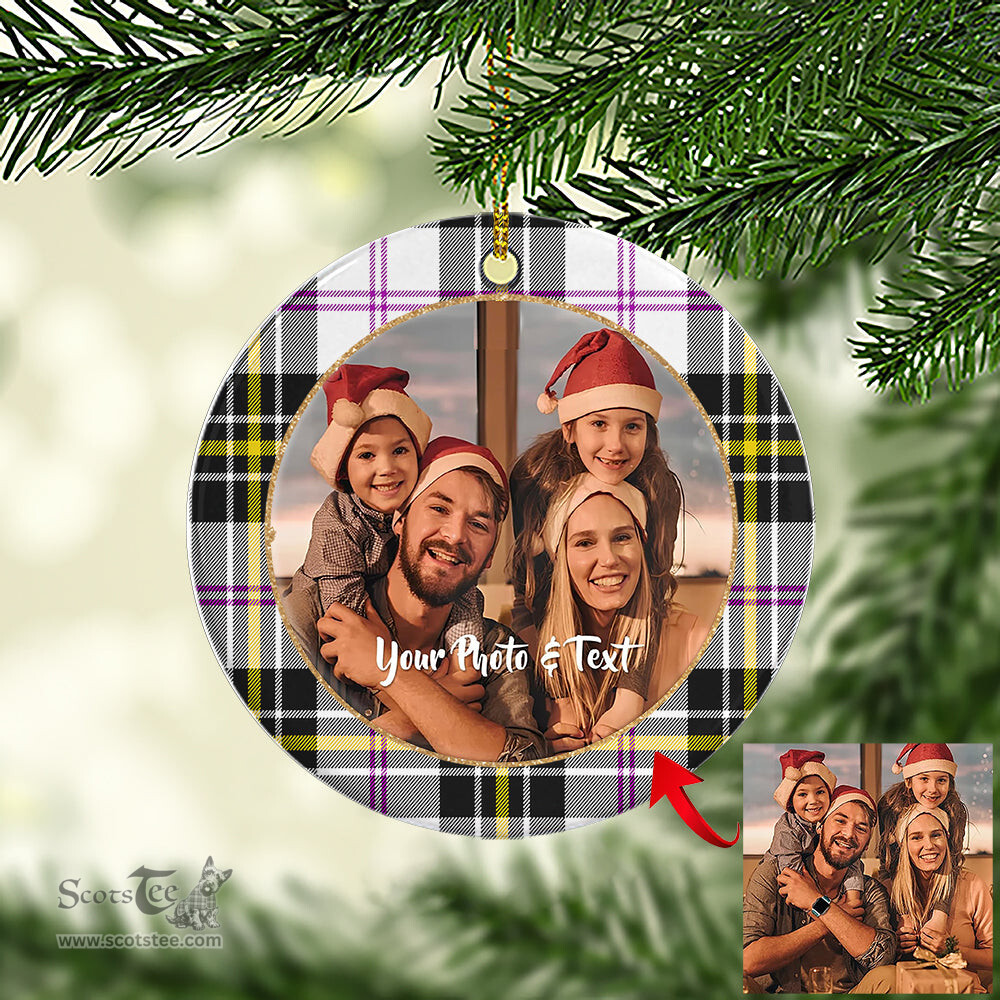 Scottish MacPherson Dress Modern Tartan Ornament - Personalized Two Sided Family Christmas Photo Ceramic Ornament Scottish Plaid Tartan Plaid - ScotsTee - scotstee.com