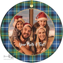 Scottish MacNeill of Barra Ancient Tartan Ornament - Personalized Two Sided Family Christmas Photo Ceramic Ornament Scottish Plaid Tartan Plaid - ScotsTee - scotstee.com