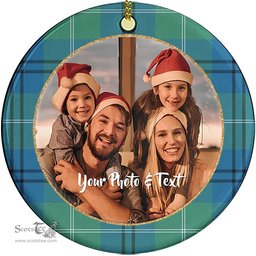 Scottish Oliphant Ancient Tartan Ornament - Personalized Two Sided Family Christmas Photo Ceramic Ornament Scottish Plaid Tartan Plaid - ScotsTee - scotstee.com