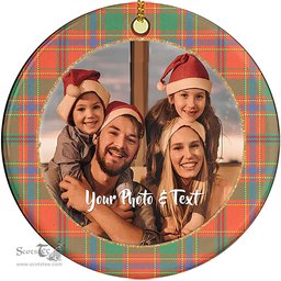 Scottish Munro Ancient Tartan Ornament - Personalized Two Sided Family Christmas Photo Ceramic Ornament Scottish Plaid Tartan Plaid - ScotsTee - scotstee.com