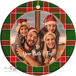 Scottish Pollock Modern Tartan Ornament - Personalized Two Sided Family Christmas Photo Ceramic Ornament Scottish Plaid Tartan Plaid - ScotsTee - scotstee.com
