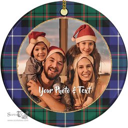 Scottish MacRae Hunting Modern Tartan Ornament - Personalized Two Sided Family Christmas Photo Ceramic Ornament Scottish Plaid Tartan Plaid - ScotsTee - scotstee.com