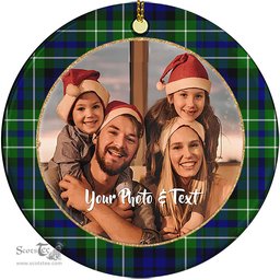 Scottish MacNeil of Colonsay Modern Tartan Ornament - Personalized Two Sided Family Christmas Photo Ceramic Ornament Scottish Plaid Tartan Plaid - ScotsTee - scotstee.com