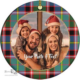 Scottish Stirling & Bannockburn District Tartan Ornament - Personalized Two Sided Family Christmas Photo Ceramic Ornament Scottish Plaid Tartan Plaid - ScotsTee - scotstee.com