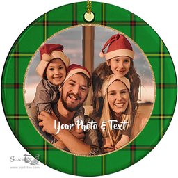 Scottish Don (Tribe-of-Mar) Tartan Ornament - Personalized Two Sided Family Christmas Photo Ceramic Ornament Scottish Plaid Tartan Plaid - ScotsTee - scotstee.com