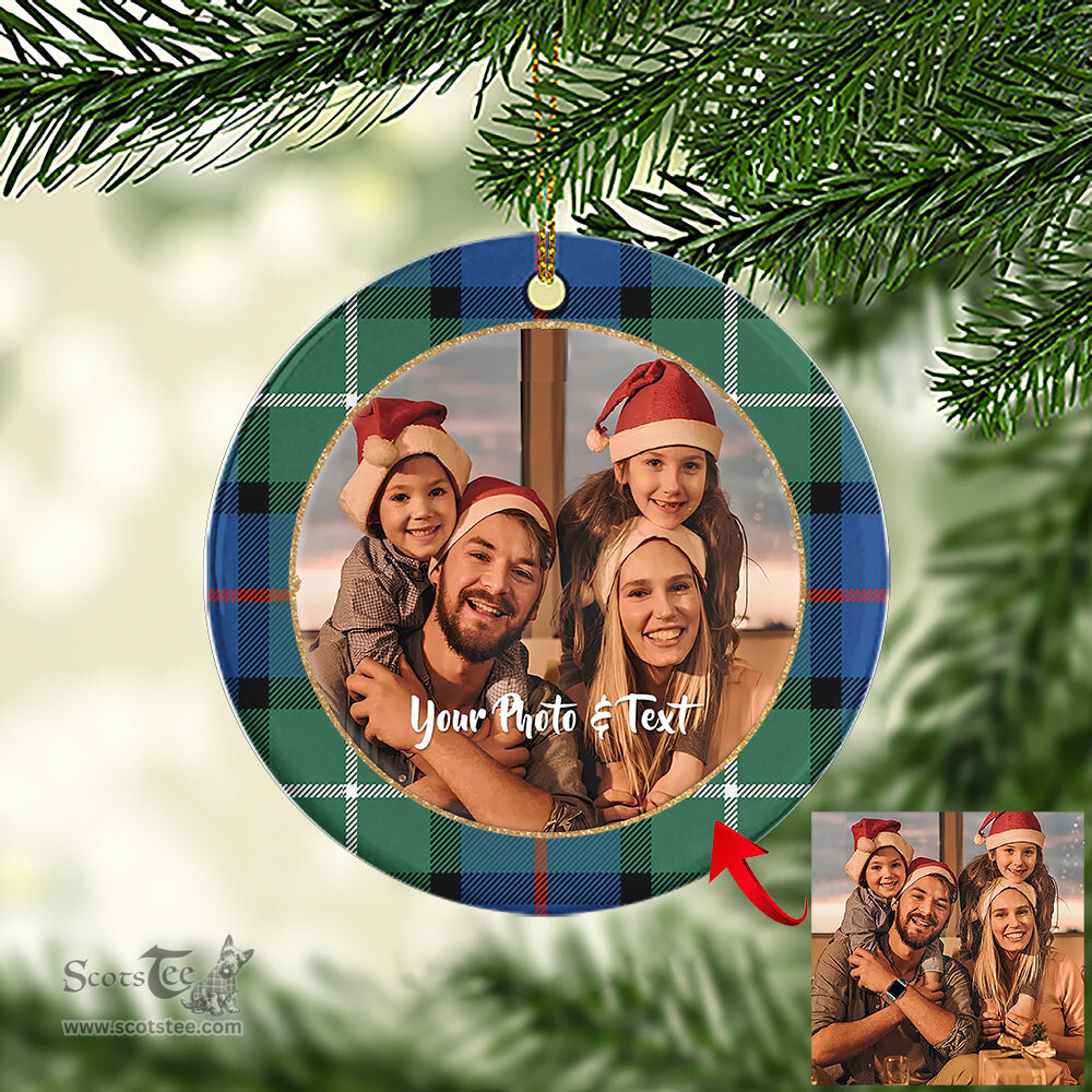Scottish Davidson of Tulloch Tartan Ornament - Personalized Two Sided Family Christmas Photo Ceramic Ornament Scottish Plaid Tartan Plaid - ScotsTee - scotstee.com