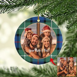 Scottish Davidson of Tulloch Tartan Ornament - Personalized Two Sided Family Christmas Photo Ceramic Ornament Scottish Plaid Tartan Plaid - ScotsTee - scotstee.com