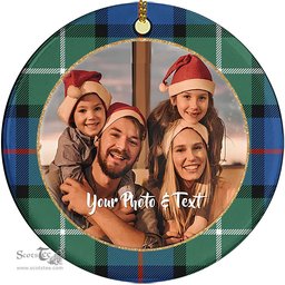 Scottish Davidson of Tulloch Tartan Ornament - Personalized Two Sided Family Christmas Photo Ceramic Ornament Scottish Plaid Tartan Plaid - ScotsTee - scotstee.com