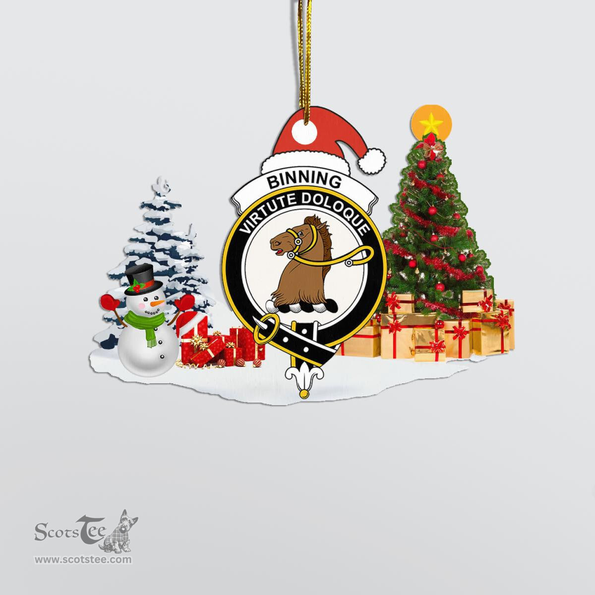 Scottish Binning (of Wallifoord) Clan Crest Tartan Christmas Ornament Scottish Plaid Tartan Plaid - ScotsTee - scotstee.com