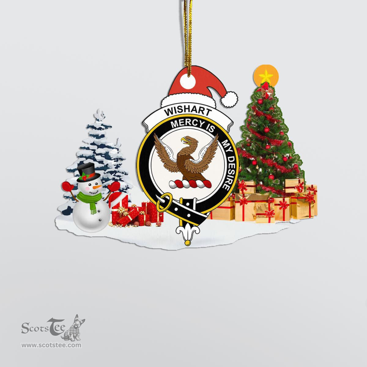 Scottish Wishart Clan Crest Tartan Christmas Ornament Scottish Plaid Tartan Plaid - ScotsTee - scotstee.com