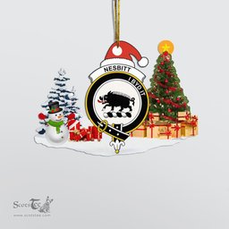 Scottish Nesbitt (or Nisbet) Clan Crest Tartan Christmas Ornament Scottish Plaid Tartan Plaid - ScotsTee - scotstee.com