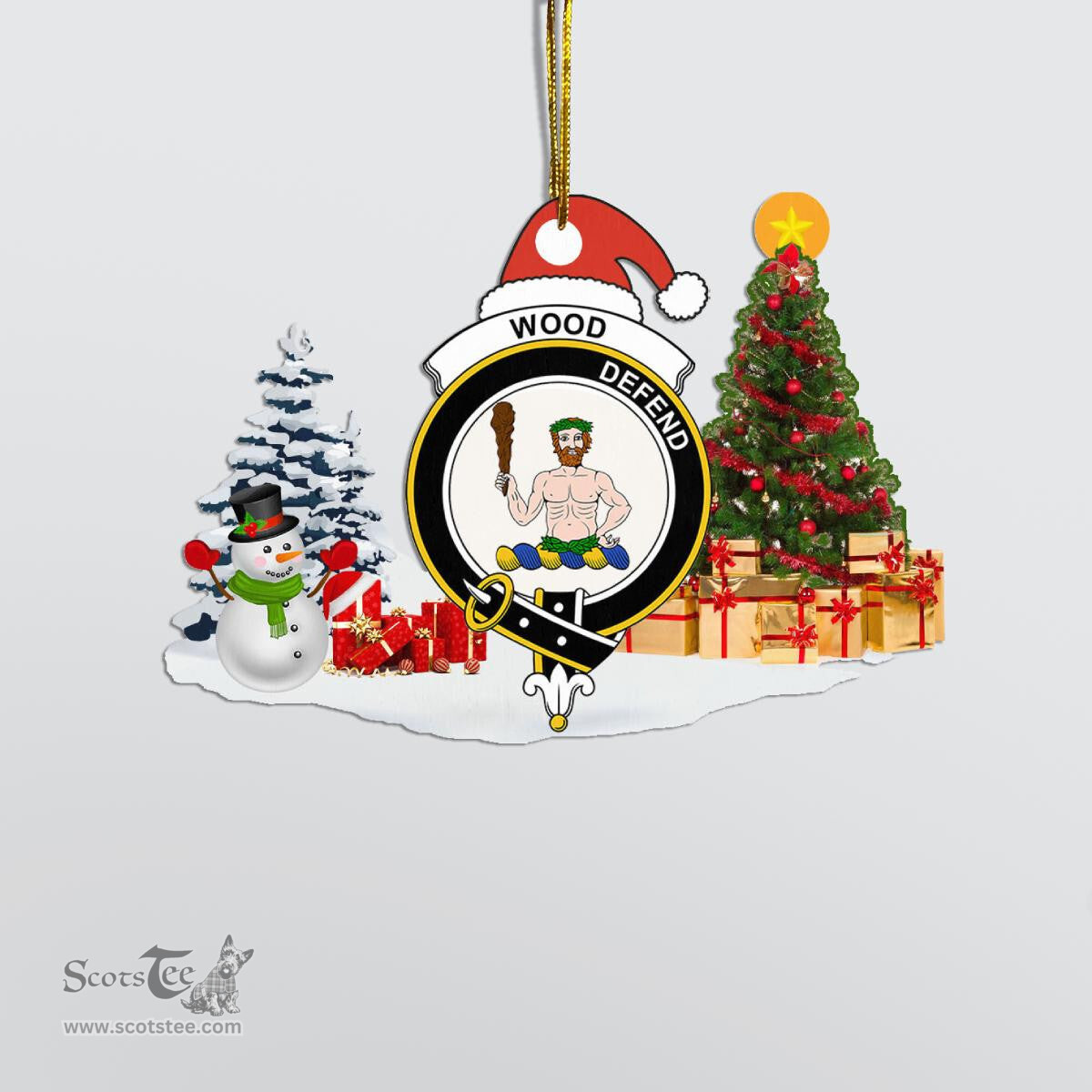 Scottish Wood Clan Crest Tartan Christmas Ornament Scottish Plaid Tartan Plaid - ScotsTee - scotstee.com