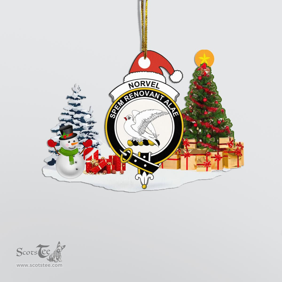 Scottish Norvel (or Norvill) Clan Crest Tartan Christmas Ornament Scottish Plaid Tartan Plaid - ScotsTee - scotstee.com