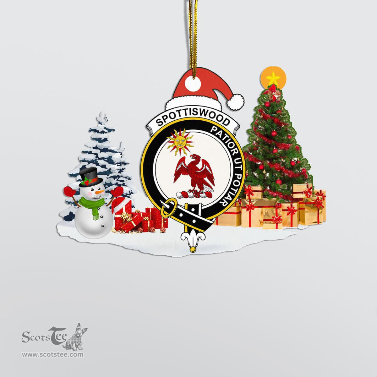 Scottish Spottiswood Clan Crest Tartan Christmas Ornament Scottish Plaid Tartan Plaid - ScotsTee - scotstee.com