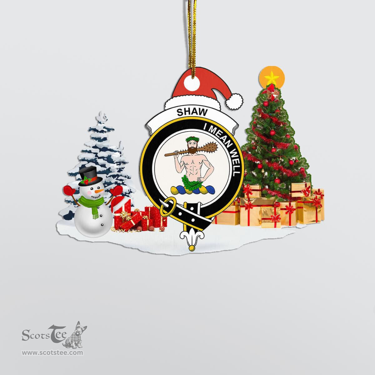 Scottish Shaw (or Schaw) of Sauchie Clan Crest Tartan Christmas Ornament Scottish Plaid Tartan Plaid - ScotsTee - scotstee.com