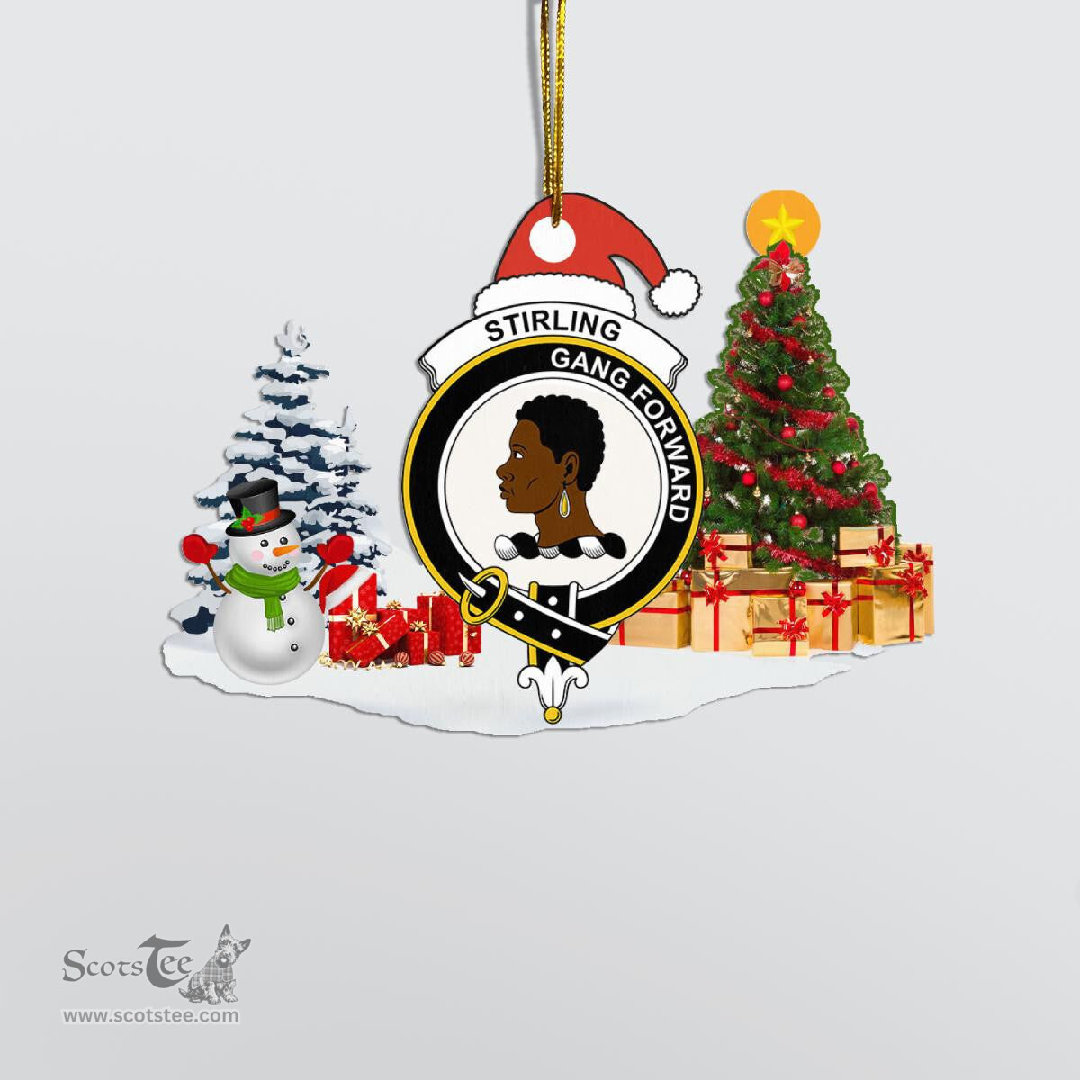 Scottish Stirling (of Keir) Clan Crest Tartan Christmas Ornament Scottish Plaid Tartan Plaid - ScotsTee - scotstee.com