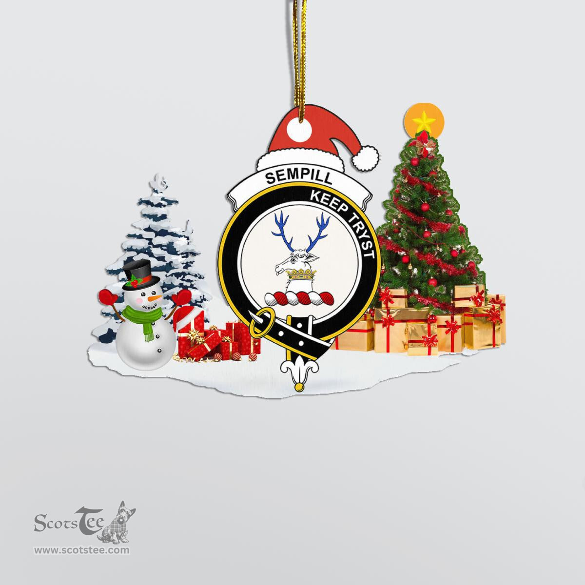 Scottish Sempill (or Semple) Clan Crest Tartan Christmas Ornament Scottish Plaid Tartan Plaid - ScotsTee - scotstee.com