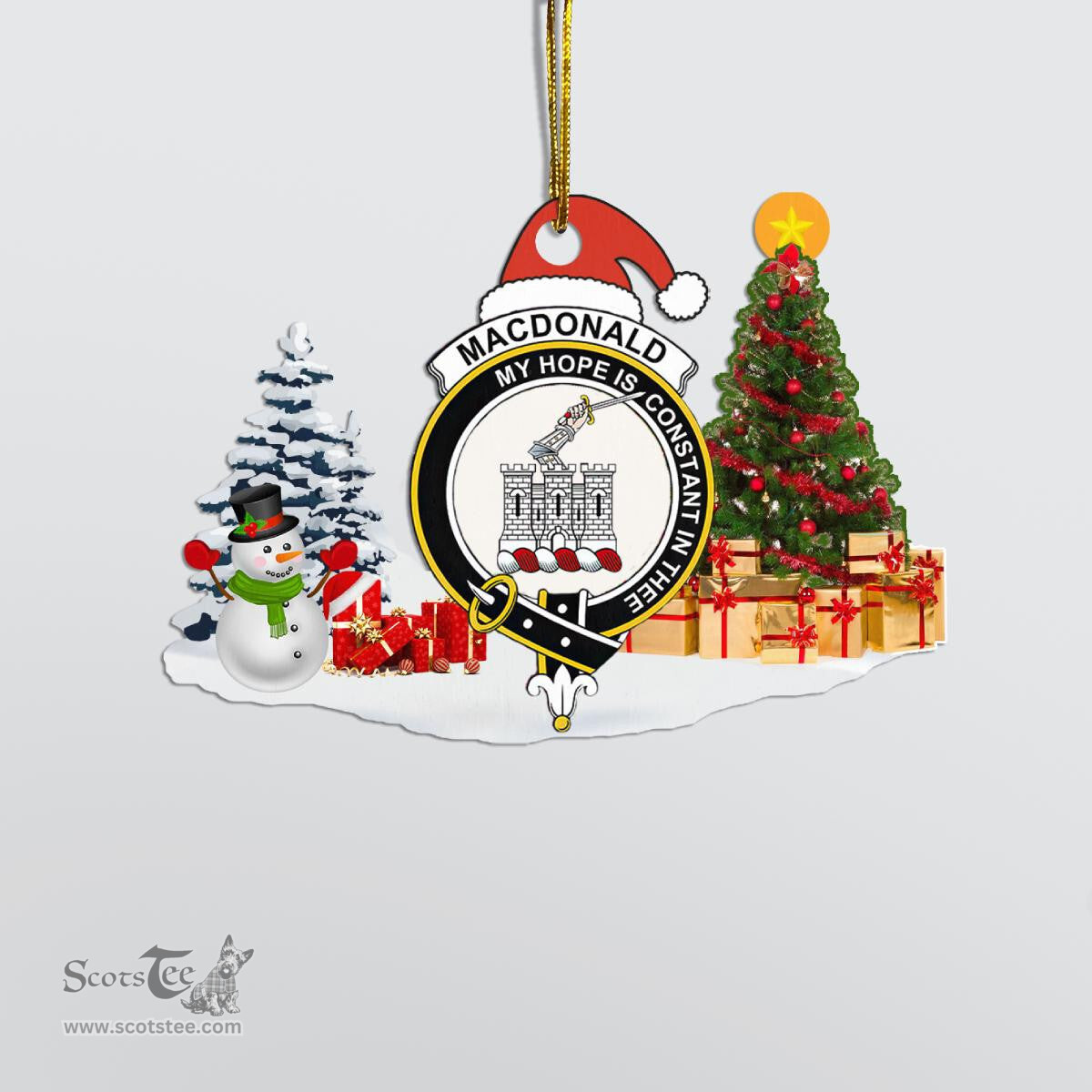 Scottish MacDonald of Ranald Clan Crest Tartan Christmas Ornament Scottish Plaid Tartan Plaid - ScotsTee - scotstee.com