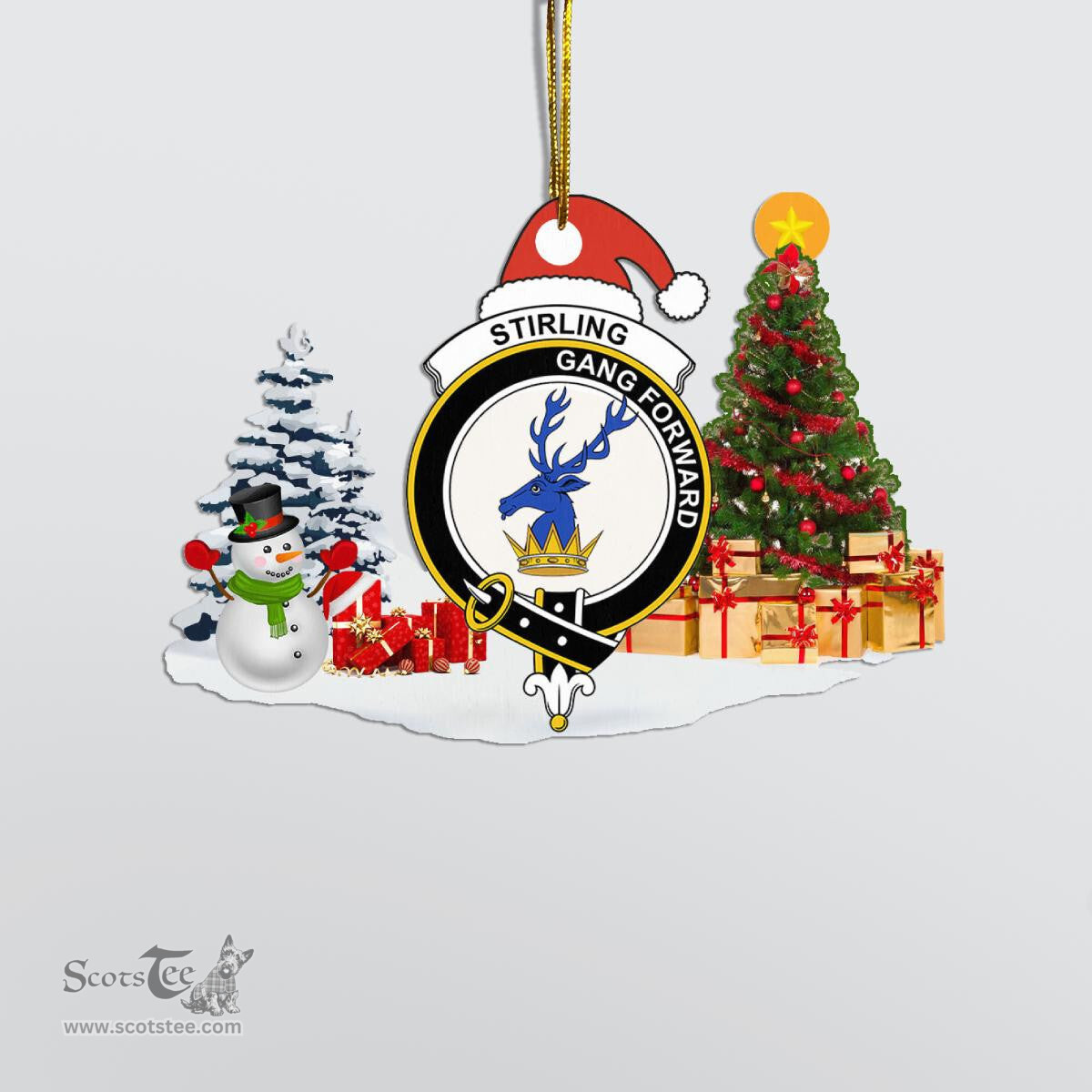 Scottish Stirling (of Cadder-Present Chief) Clan Crest Tartan Christmas Ornament Scottish Plaid Tartan Plaid - ScotsTee - scotstee.com