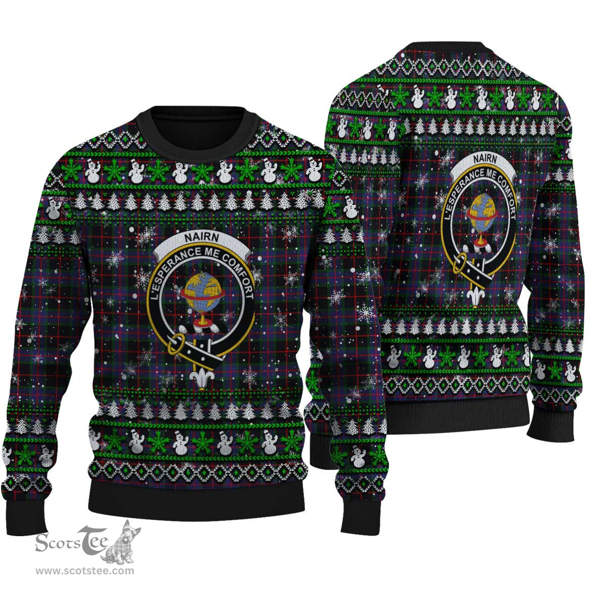 Scottish Nairn Clan Crest Tartan Ugly Christmas Sweater - Plaid Family Ugly Sweater Scottish Plaid Tartan Plaid - ScotsTee - scotstee.com