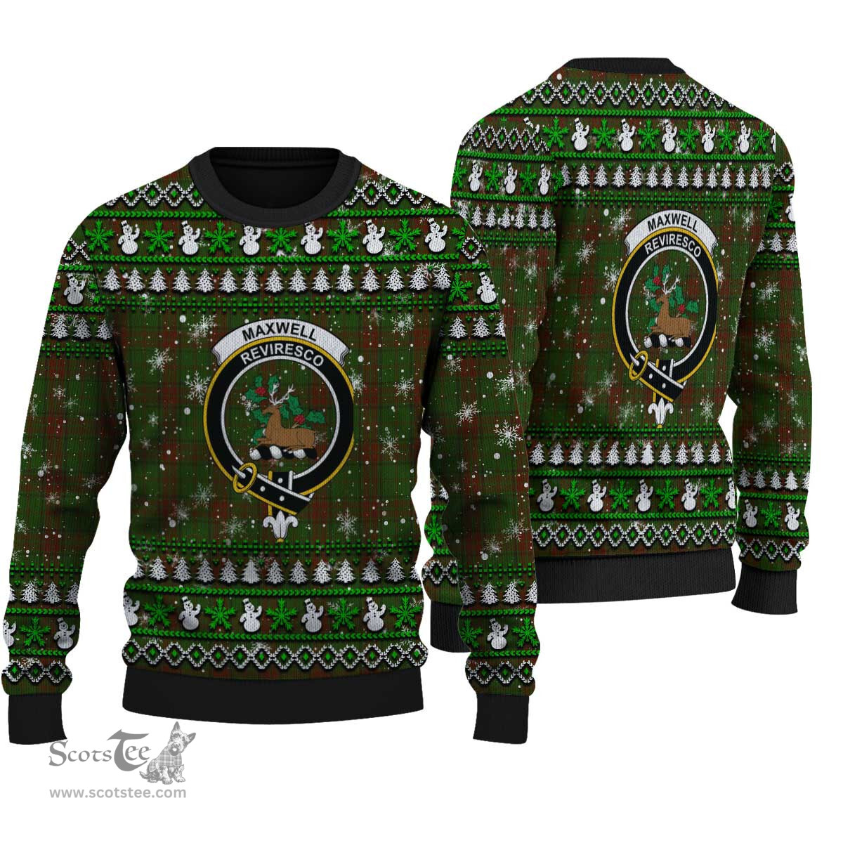 Scottish Maxwell Hunting Clan Crest Tartan Ugly Christmas Sweater - Plaid Family Ugly Sweater Scottish Plaid Tartan Plaid - ScotsTee - scotstee.com