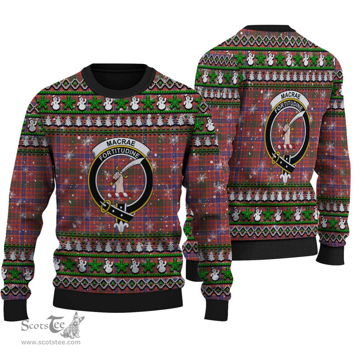 Scottish MacRae Ancient Clan Crest Tartan Ugly Christmas Sweater - Plaid Family Ugly Sweater Scottish Plaid Tartan Plaid - ScotsTee - scotstee.com